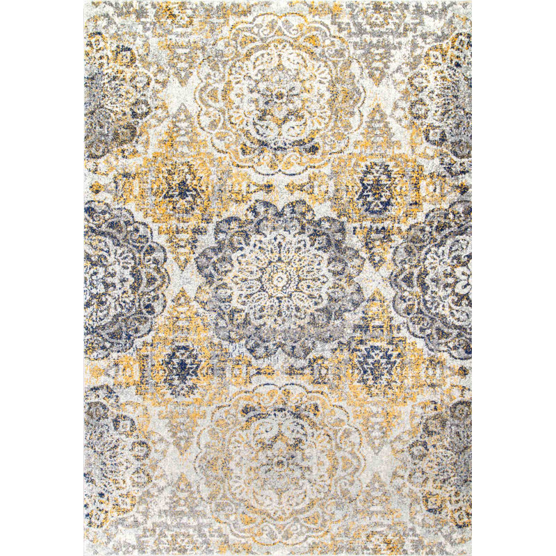 Bungalow Rose Kelvin Floral Gold Area Rug & Reviews Wayfair